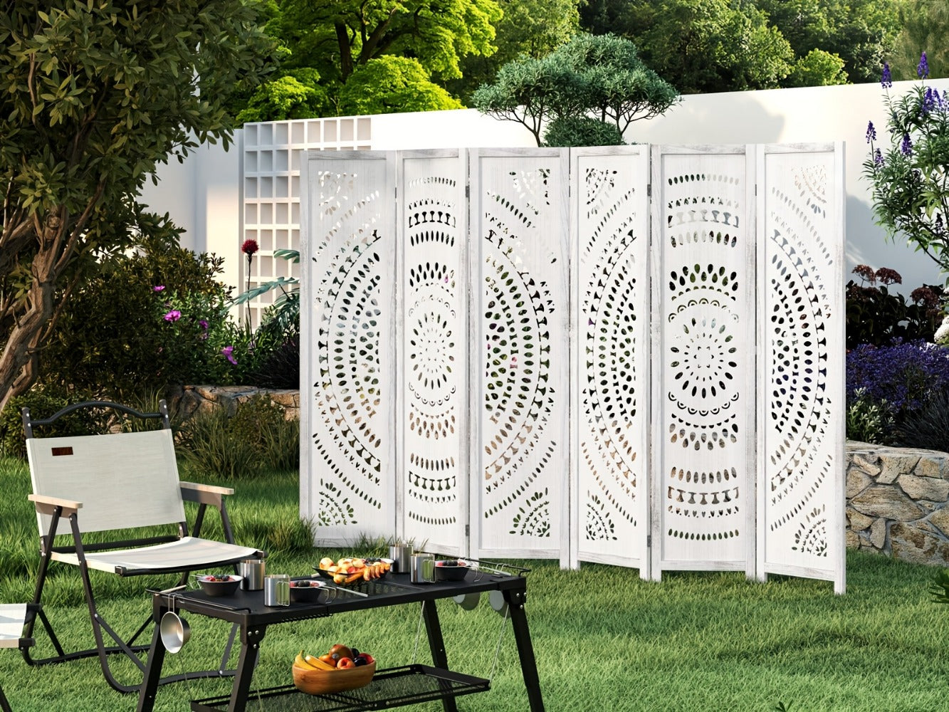 94.5-Inch Tall Room Divider with Added Privacy for Privacy and Space Definition