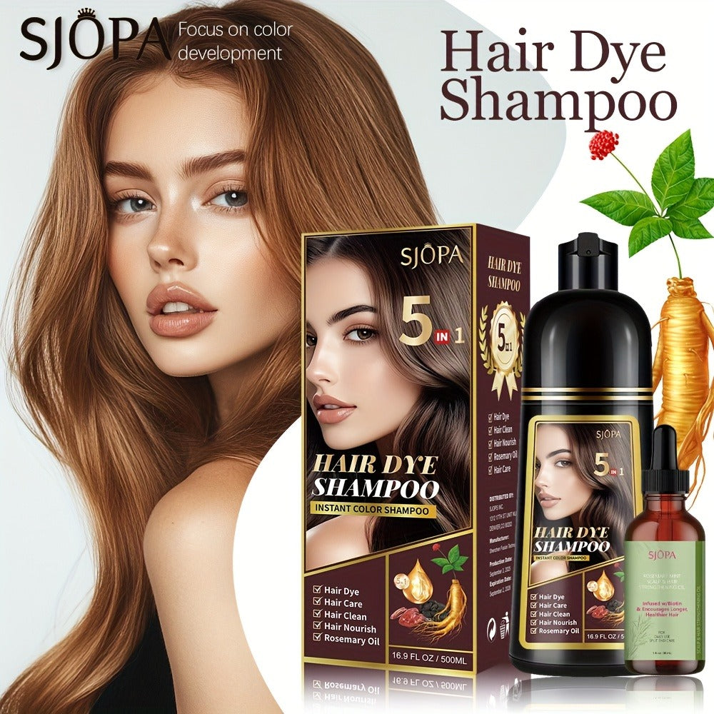 Glycerin Hair Color Shampoo Gift Set with Rosemary Oil, 5-in-1 Color & Care Formula 16.91oz, Gentle Non-Irritating Gray Coverage