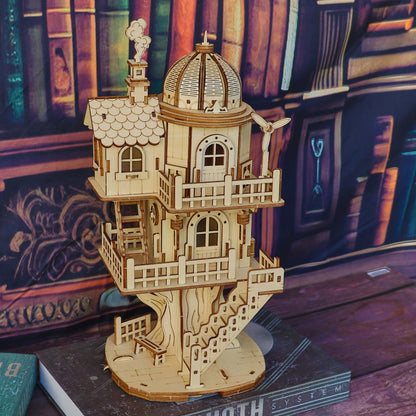 Wooden Building Model Kit with Fisherman's Hut, Treehouse-2 or Cowboy Bar Checkout Designs
