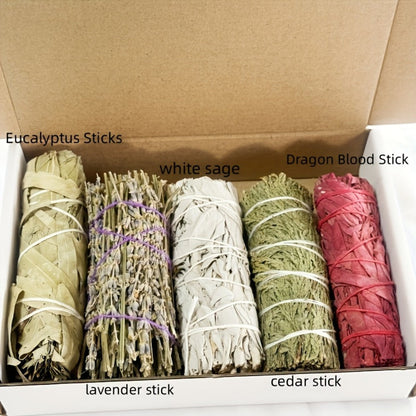 Aromatherapy Incense Sticks Kit, White Sage, Cedarwood, Dragon's Blood, Eucalyptus & Lavender
