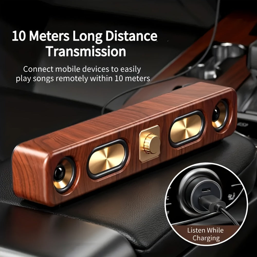 Retro Wood Grain Bluetooth Speaker Dual 2-Inch Woofers 10W Wireless Desktop Soundbar TF AUX for an Everyday Personal Care Routine