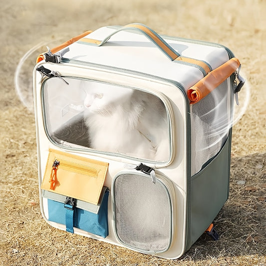 3-in-1 Pet Trolley Backpack & Shoulder Bag | Large Capacity Portable Cat Dog Travel Luggage Case with Telescopic Handle