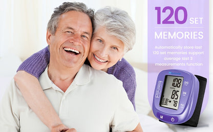 Blood Pressure Monitor Wrist Cuff with Oximeter Fingertip, Digital BP Machine Home Use, 120 Memory