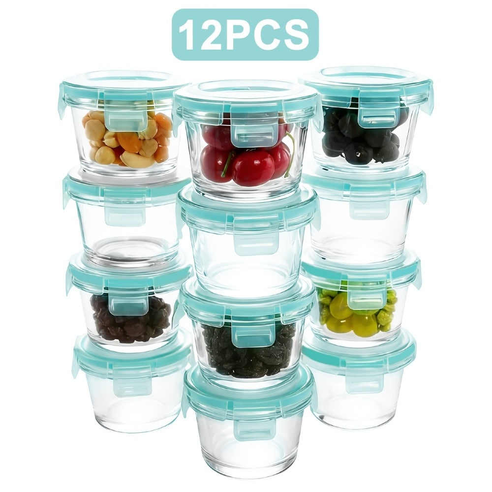 Food Storage Containers 12-Piece Glass Set with Clip-On Lids for Meal Prep and Pantry Organization