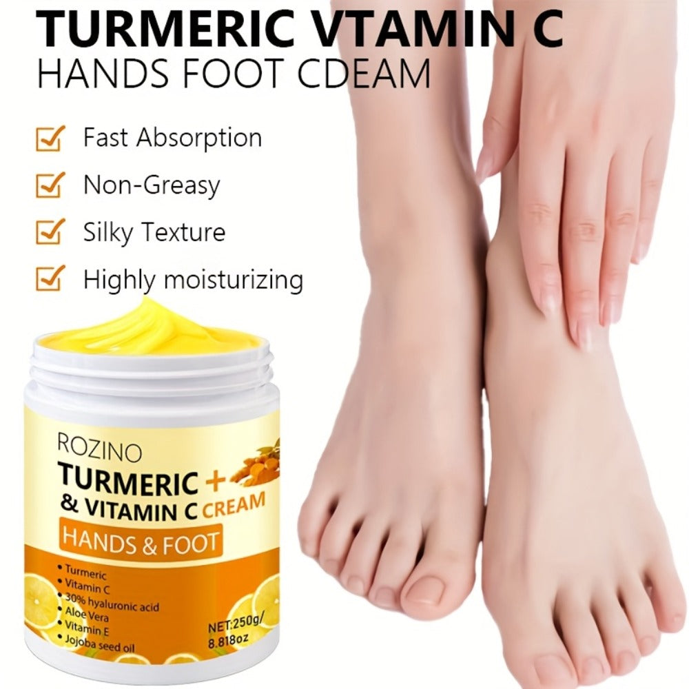 Turmeric Foot & Hand Cream 250g – Anti-Crack Deep Moisturizing Repair for Dry Cracked Heels, Elbows, Ankles & Knees