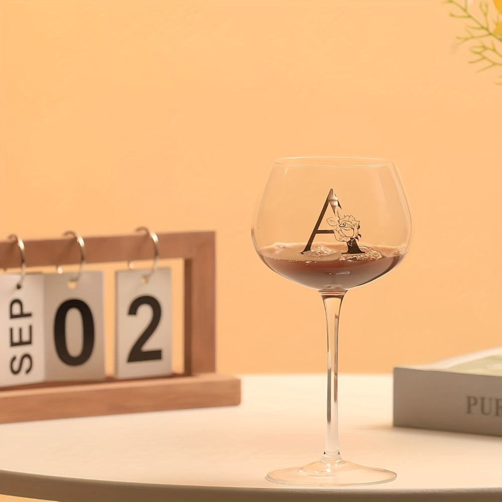 Personalized Wine Glass Gift for Women – A-Z Initial Letter Monogrammed Wine Glass with Gift Box & Greeting Card – Unique Birthday