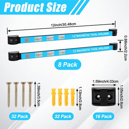 Magnetic Tool Bar Wall Mount Tool Holder 12/18 Inch, Iron Magnetic Knife Strip & Tool Rack for Kitchen