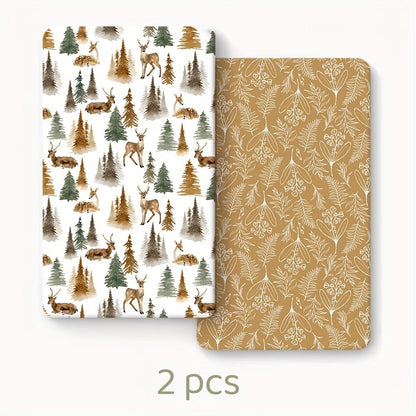 Two-Pack Printed Microfiber Fitted Sheets with Pink Flower, Whale or Deer Patterns for Portable and Home Mattresses