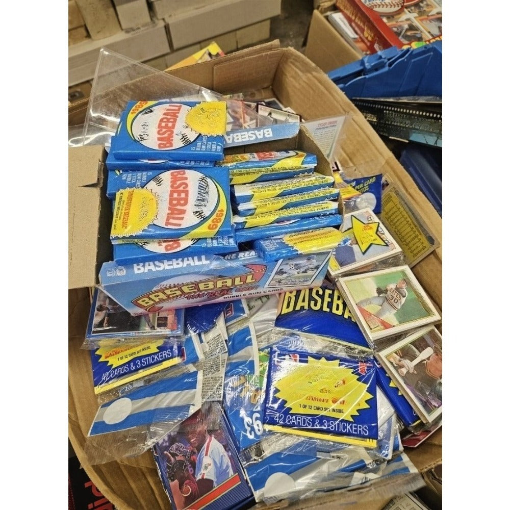 Vintage Baseball Cards Unopened Lot, 50 Cards from 1987-1995 Era, 4 Sealed Mini Packs Included