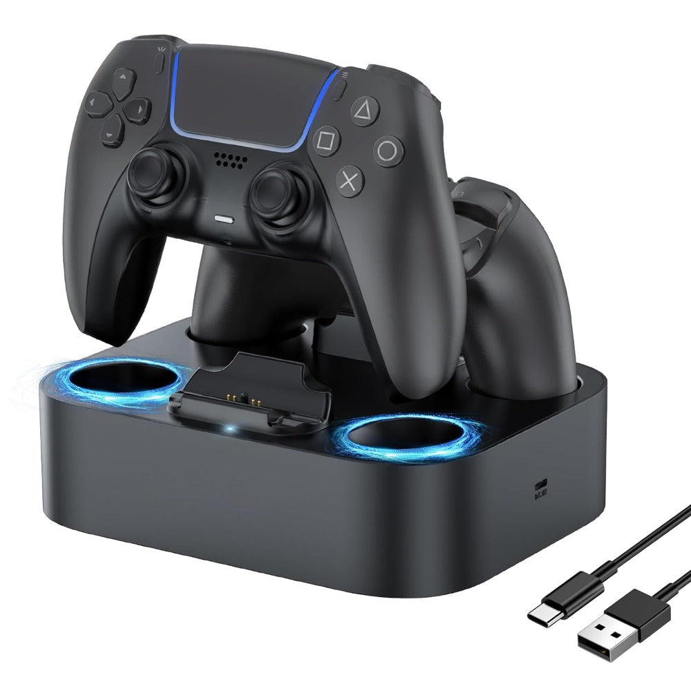 Safe Charging PS5 Controller Charging Station with Smart Chip, Dual Fast Charging Dock for DualSense & DualSense Edge