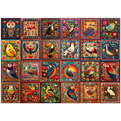 1000 Piece Bird Puzzle for Adults Bird Crochet Design – Challenging Animal Jigsaw with Letters on Back, Family Game Night Home Decoration