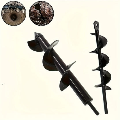 Auger Drill Bit with 3/8" Hex Round Shank, Garden Earth Planting Hole Digger for Power & Manual Drill