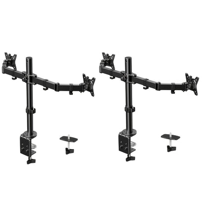 Adjustable Dual Monitor Arm for 13-32 Inch Screens, VESA 75x75/100x100mm, 45° Tilt 90° Swivel 360° Rotation