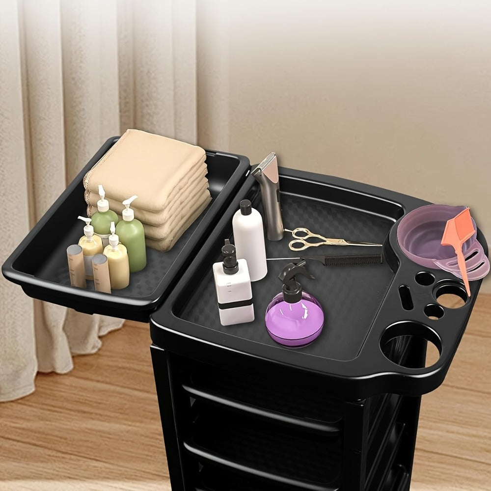 5-Drawer Salon Trolley Cart on Wheels – Professional ABS Rolling Beauty Storage Organizer for Hair Stylist Barber Spa Nail Tattoo Studio