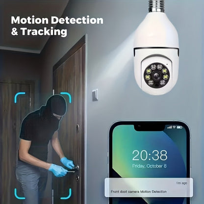 Indoor Security Camera 3MP Bulb-Socket Model with 360° Panoramic View, Dual-Band WiFi and Two-Way Audio