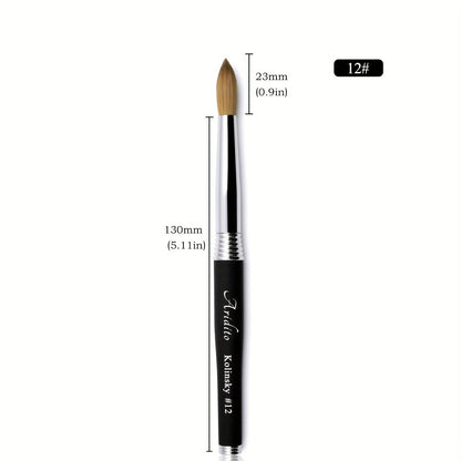 100% Pure Kolinsky Round Head Acrylic Nail Art Brush Black Metal Handle Size 12 14 16 18 – Professional Nail Extension & Acrylic Powder