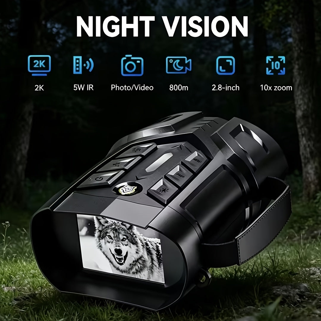 Night Vision Goggles 2K Ultra HD – 5W IR Binoculars with 2.8" IPS Screen, 10X Optical Zoom, 2600ft Range & 2000mAh Rechargeable Battery |