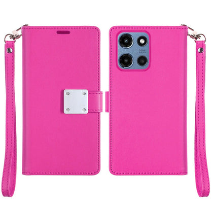 Moto G 5G 2025 Wallet Case PU Leather Folio with 5 Card Slots Cash Pocket Magnetic Closure Kickstand for Motorola Moto G 5G 2025