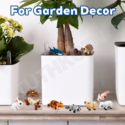 3D Printed Animal Figurines Set 21pcs, Mini Movable Joints Realistic Collectible Animal Statues for Adults