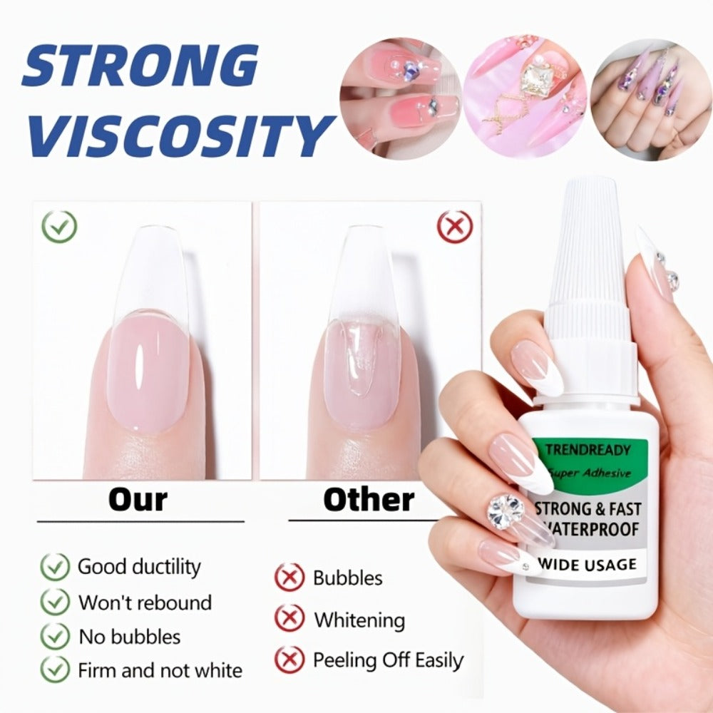 60+ Day Hold Nail Glue 4 Bottles 20g Each Super Strong Extra Hold Fast Drying No Lamp Needed Heavy Duty Adhesive for Press On Nails Fake