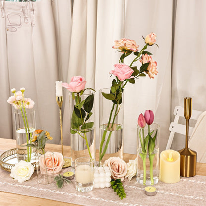 Clear Glass Cylinder Candle Holder Vases 12/24/36/48 Pcs, 4 6 8 10 Inch Tall Hurricane Floating Candle Vase