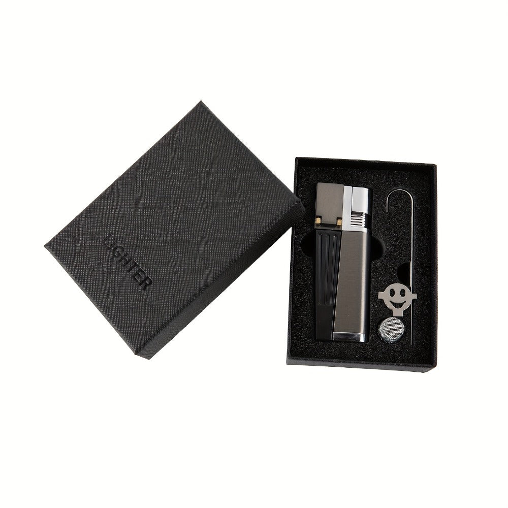 Folding Pipe Lighter Refillable 2-in-1 with Adjustable Flame, Metal-Crafted Durable Design, Gift Box Included