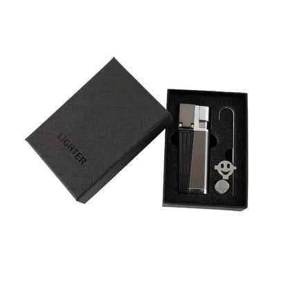 Folding Pipe Lighter Refillable 2-in-1 with Adjustable Flame, Metal-Crafted Durable Design, Gift Box Included