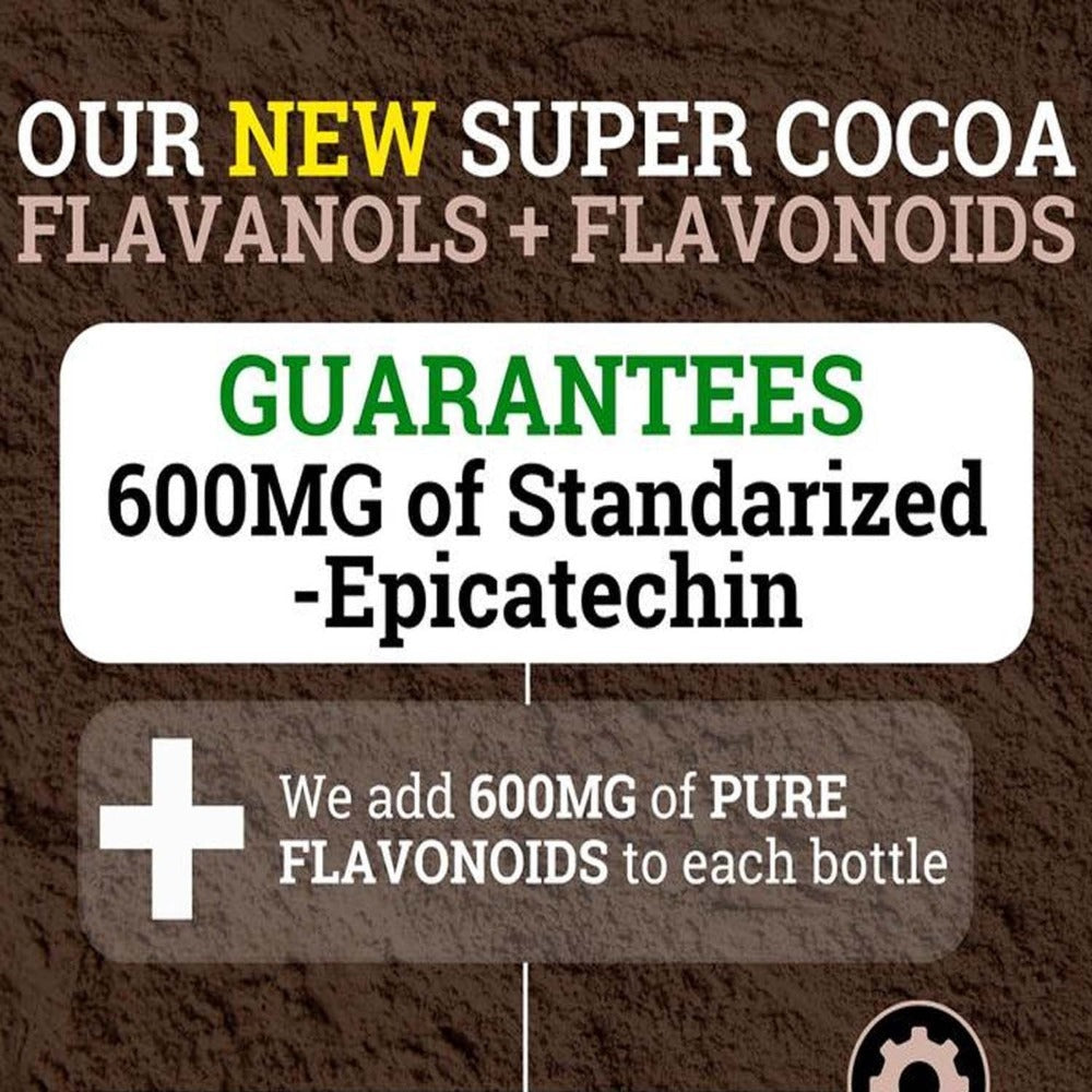 High Flavanol Cocoa Powder 1200mg Per Serving, Cocoa Flavanols & Epicatechin, Unsweetened Dark Chocolate Cacao Powder for Baking