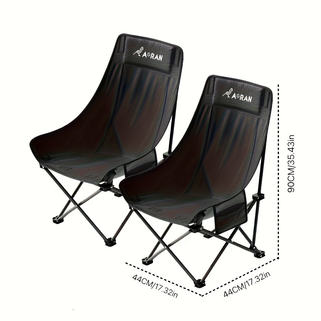 Portable Folding Moon Chair High Back 2pcs – Durable Iron Alloy Frame, Lightweight Foldable Camping Chair for Outdoor Leisure, Fishing