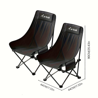 Portable Folding Moon Chair High Back 2pcs – Durable Iron Alloy Frame, Lightweight Foldable Camping Chair for Outdoor Leisure, Fishing