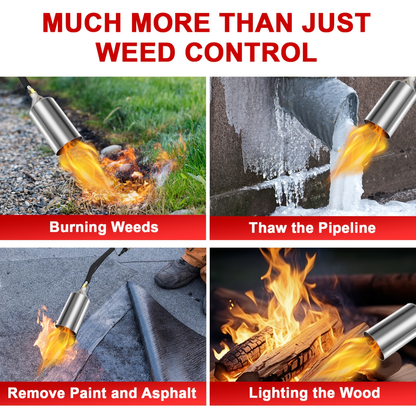 Weed Burner Torch Propane with 10ft Hose & Turbine Trigger, High-Output Flame Weeder with Cylinder Converter for Garden Weeding