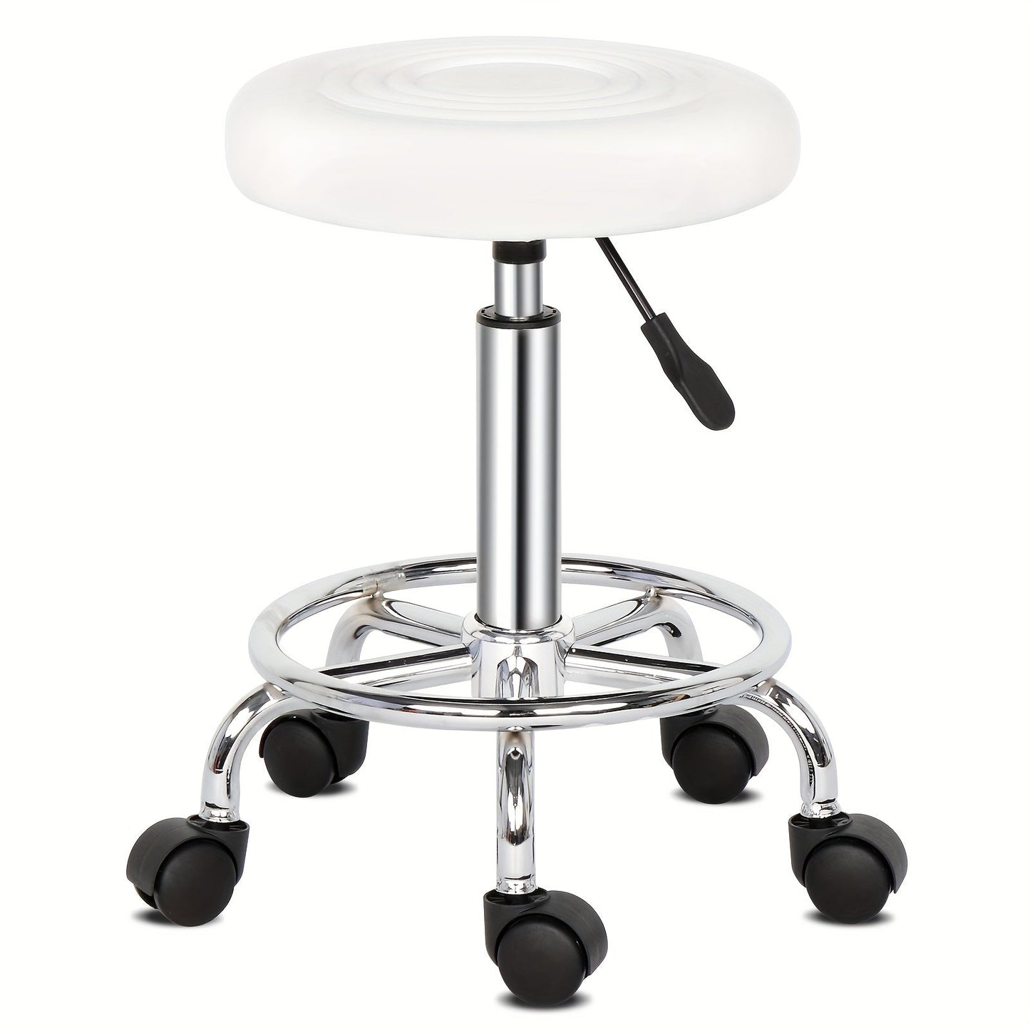 Round Padded Swivel Bar Stool 360° with Chrome Base – Adjustable Height Salon Kitchen Counter Stool for Nail