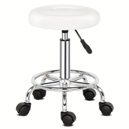 Round Padded Swivel Bar Stool 360° with Chrome Base – Adjustable Height Salon Kitchen Counter Stool for Nail