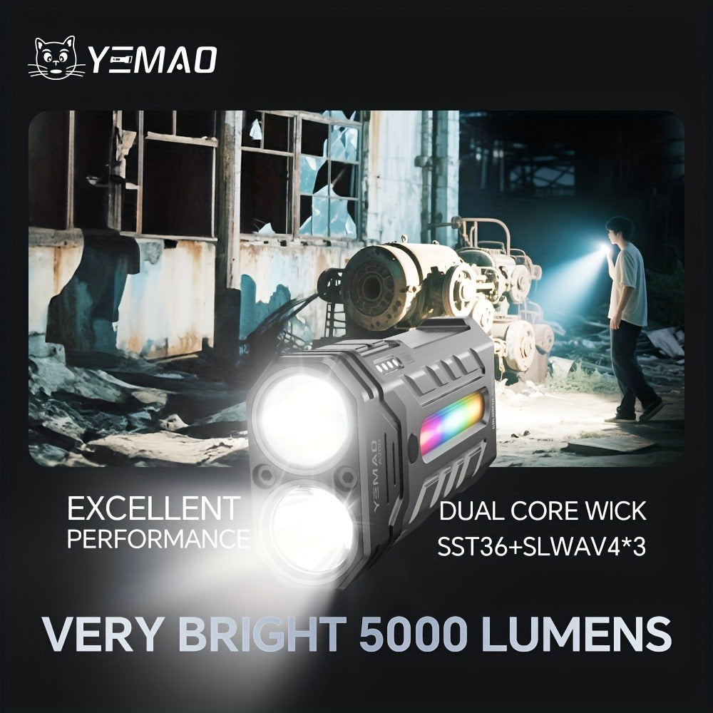 High Lumen Flashlight 5000 Lumen Ultra Bright, High- Battery Long Runtime USB Rechargeable