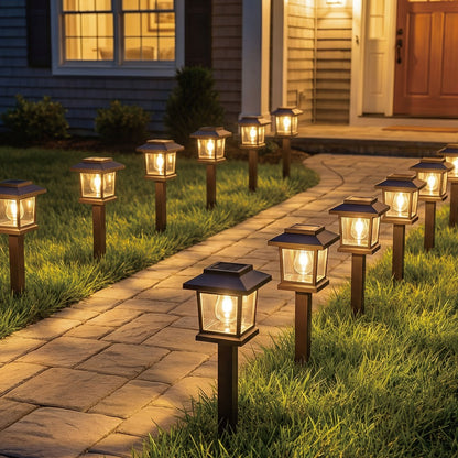 Solar Pathway Lights Outdoor Edison Style LED, Up to 12 Hours, White Solar Garden Lights for Yard