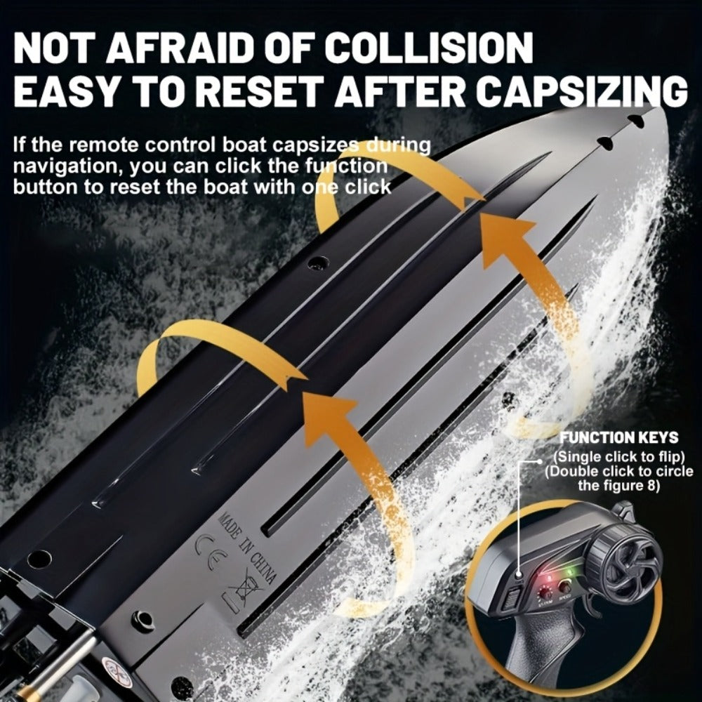Remote Control Speedboat 25KM/H with Auto Flip Reset Night Light & Low with the Listed Color, Size or Set Options for Everyday Use