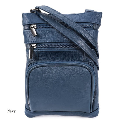 Genuine Leather Shoulder Bag for Women Men Soft First-Layer Cowhide Crossbody Bag Multi-Pocket Messenger Bag 3 Sizes Fits Smartphone Tablet