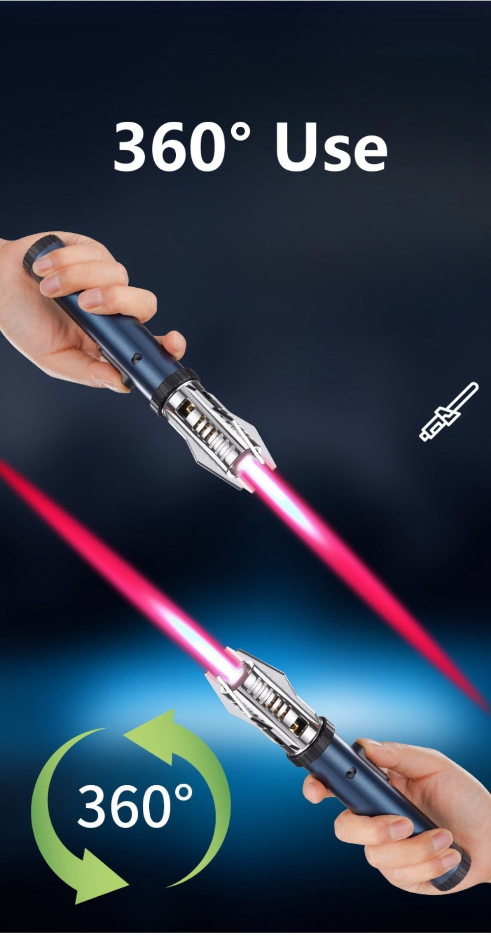 Windproof Turbo Torch Lighter 360 Degree Ignition Metal Jet Flame Lighter with Safety Lock for Grilling, Camping and Outdoor Meals