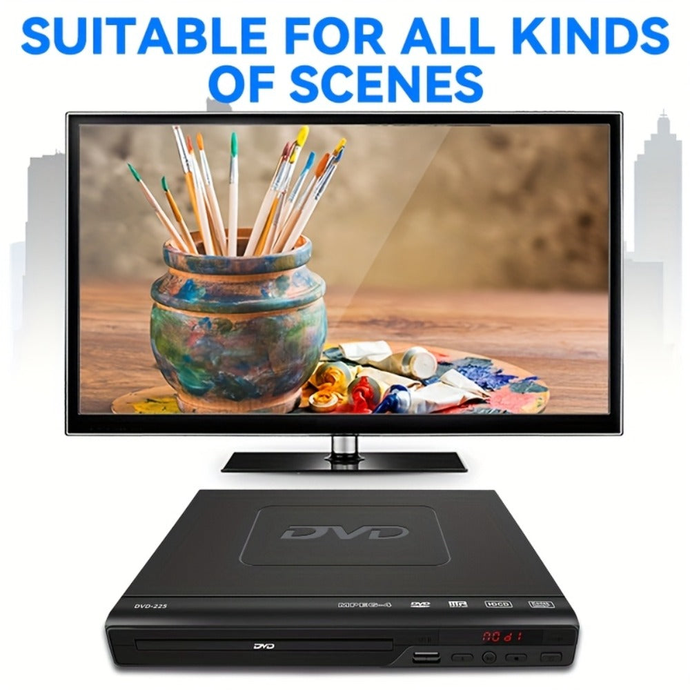 1080P Full Region DVD Player for Elderly, HD AV Output USB Direct Read Smart Error Correction, Easy Home DVD Player with Remote Control