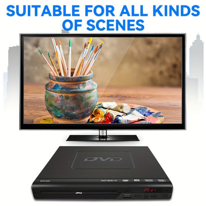 1080P Full Region DVD Player for Elderly, HD AV Output USB Direct Read Smart Error Correction, Easy Home DVD Player with Remote Control