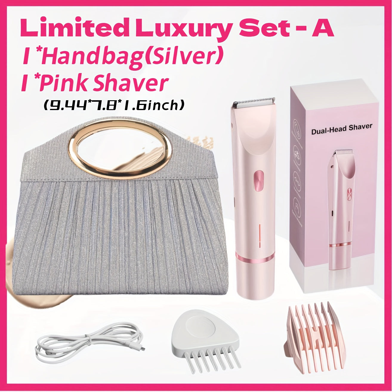Bikini Trimmer for Women 2-in-1 Dual Head IPX7 Waterproof Electric Shaver Body Hair Trimmer Facial Hair Remover Bikini Underarm Leg Arm Face