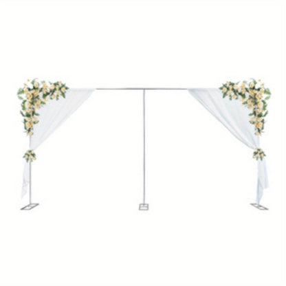 Backdrop Stand 20 x 10-Foot Stainless Pipe-and-Drape Frame with Three Square Bases and 15-Pole Kit