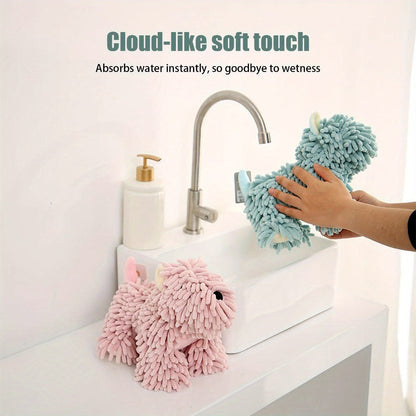 Microfiber Kitchen Towels Super Absorbent Cute Puppy Cartoon Design Dish Towels for Kitchen Bathroom Hand Towel Knit Fabric Quick Dry Blue