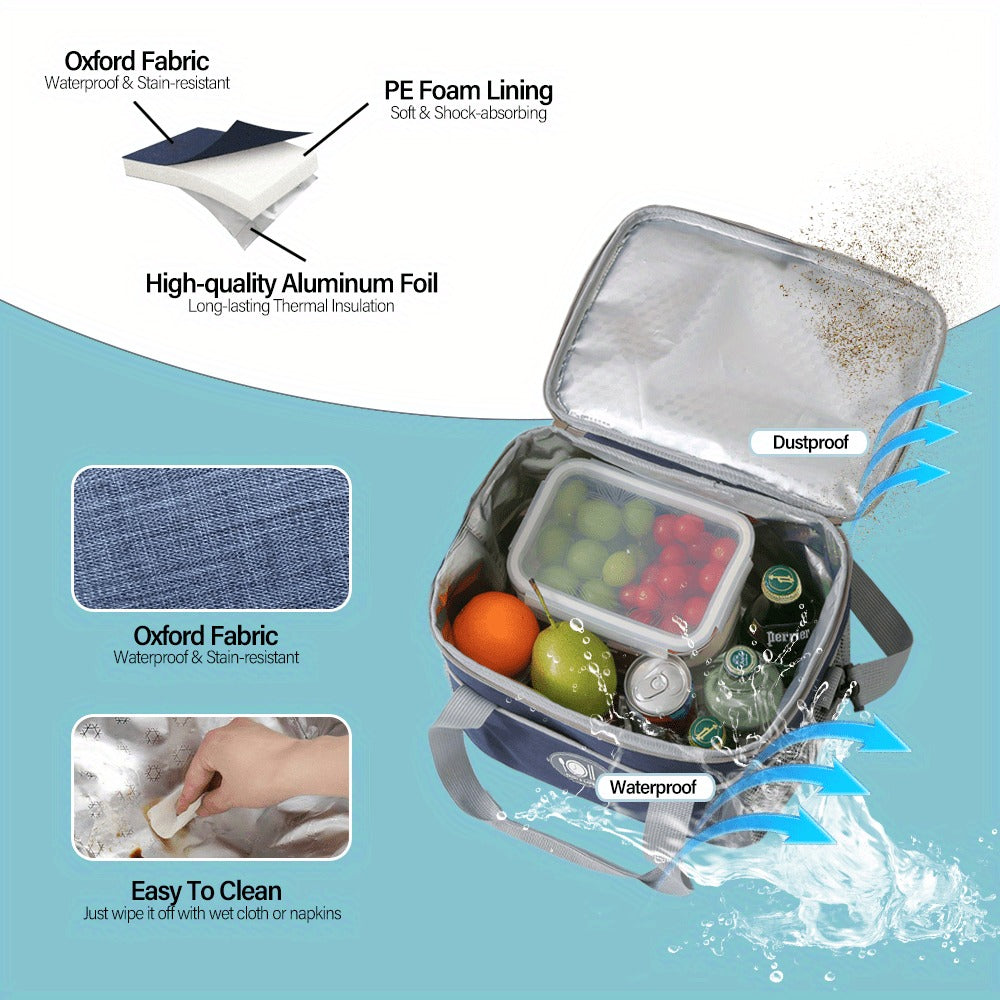 Rectangular Lunch Bag Tote, 29 x 21 x 26cm with Front Pocket, Two Mesh Side Pockets and Four Colors