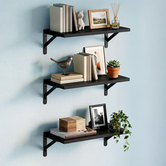 Floating Shelves for Wall, 3 or 6pcs Farmhouse Wall Shelves for Bedroom, Bathroom, Living Room & Kitchen Decor