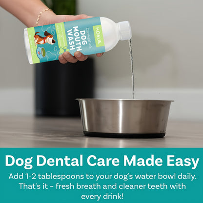 Dog Mouthwash for Fresh Breath with Peppermint Extract – Natural Dental Health Oral Care Liquid, Easy-to-Use Water Additive for Dogs