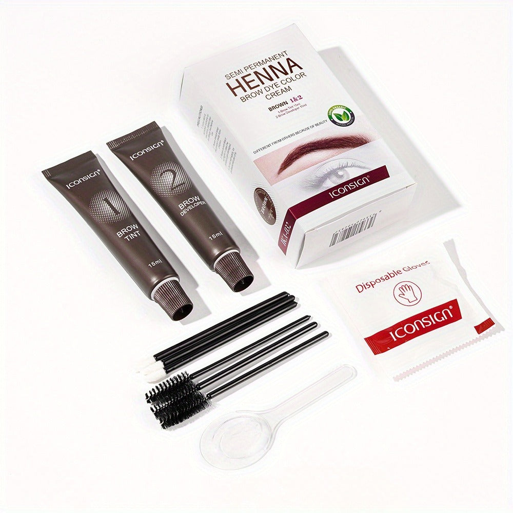 3D Brow Perm & Color Kit 2-in-1 – Sweatproof Long-Lasting Natural Fluffy Eyebrow Makeup with Applicator Brush & Disposable Clips