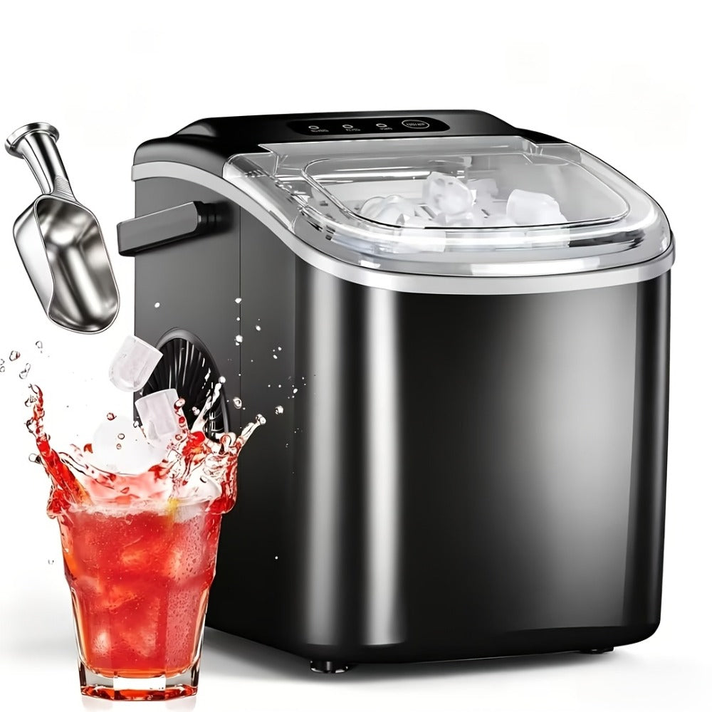 Countertop Bullet Ice Maker /24H, 9 Bullet Ice Cubes in 6 Mins, 2 Sizes for Home Cooking, Dining and Outdoor Meals