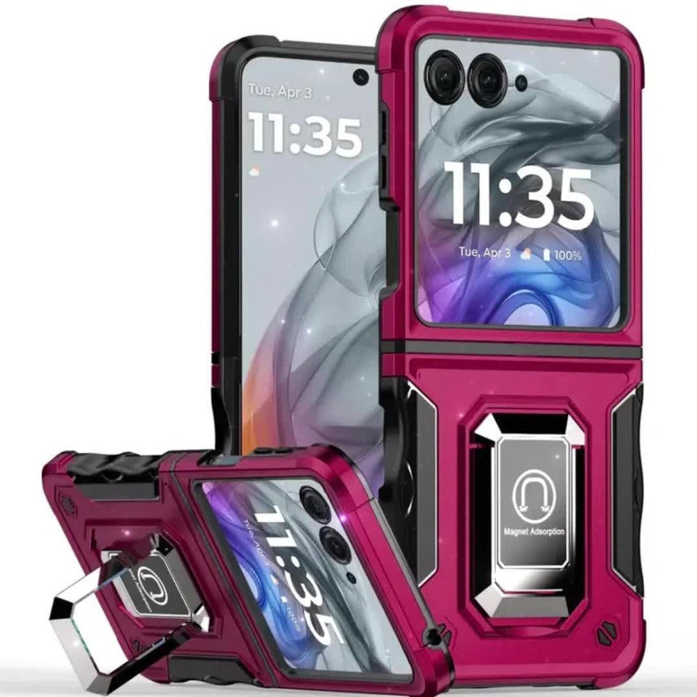 Phone Case Metal Ring Kickstand with TPU and PC Shell for Motorola Razr 2024 in Eight Colors