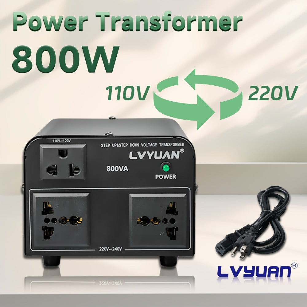 Voltage Converter Transformer 800W Continuous 5000W Peak - Step Up Step Down 110V to 220V, Aluminum Alloy Housing